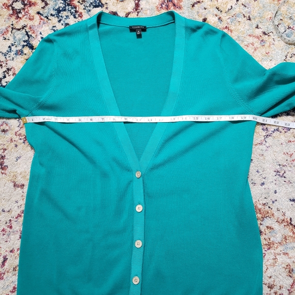 Talbots Teal Green V-Neck Cardigan Sz M - Picture 8 of 10